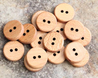 3/4 inch Maple hardwood buttons, mid size buttons, buttons for coats, buttons for crafts, buttons for sewing, brown buttons