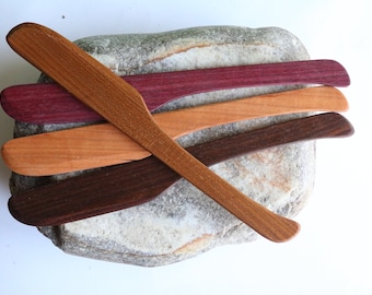 hand crafted hard wood butter spreader,  Child safety knife made from a choice of hardwoods, wooden butter knife, wood utensiles