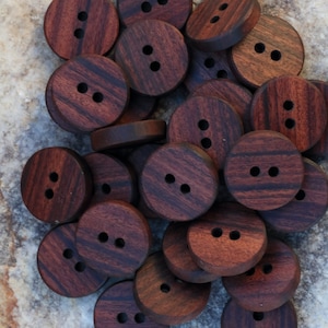 3/4 inch rosewood hardwood buttons, cardigan buttons, custom garment button, oversized button, handmade hat button, Pau Ferro