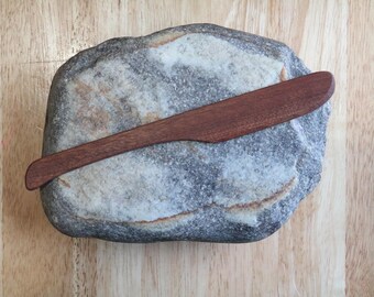 hand crafted hard wood butter spreader,  Child safety knife made from Sapelli, wooden butter knife, wood utensiles