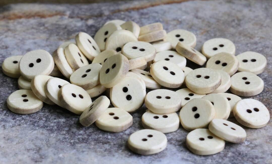 Small Bright White Wooden Buttons, Classic Wooden Buttons, Dress Shirt ...