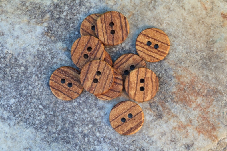3/4 inch zebra wood wooden button, shirt button, custom wood button, custom garment button, oversized button, rustic craft buttons image 3