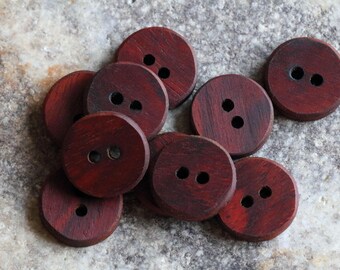 Spalted Padauk Wood Buttons: Exotic Hardwood, Handmade (10 pc Set)