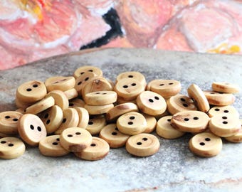 natural live edge wooden button from cherry wood , custom wood button, custom garment button,  handmade button, rustic craft buttons,