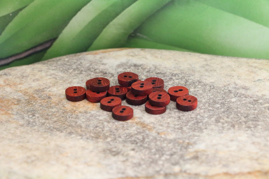 Tiny 9mm Bloodwood Shirt Buttons, Classic Exotic Hardwood Buttons ...