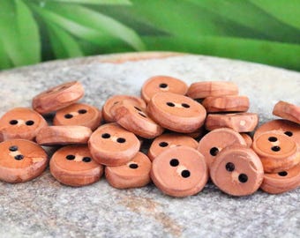 natural live edge wooden button from apple wood , custom wood button, custom garment button,  handmade button, rustic craft buttons,