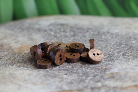Tiny 9mm black walnut shirt buttons, wooden buttons, dress shirt buttons, womens clothing buttons,  buttons for crafts, baby cloth buttons