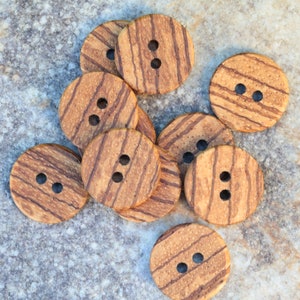 3/4 inch zebra wood wooden button, shirt button, custom wood button, custom garment button, oversized button, rustic craft buttons image 2