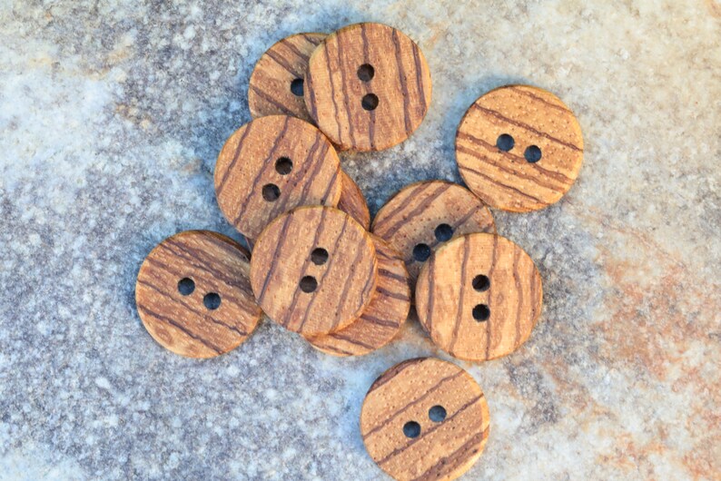 3/4 inch zebra wood wooden button, shirt button, custom wood button, custom garment button, oversized button, rustic craft buttons image 2