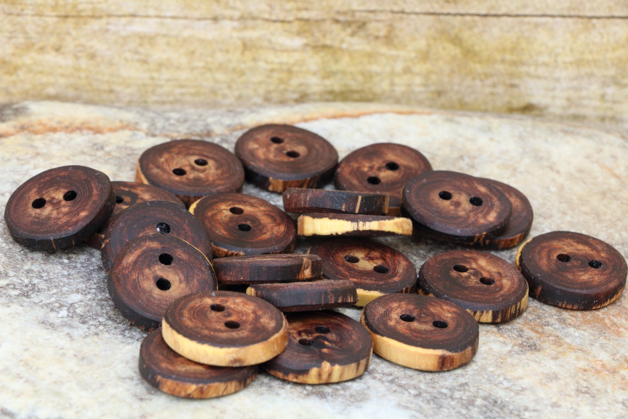 Set of four wood buttons, 1 inch buttons, live edge buttons, natural buttons,  rustic buttons