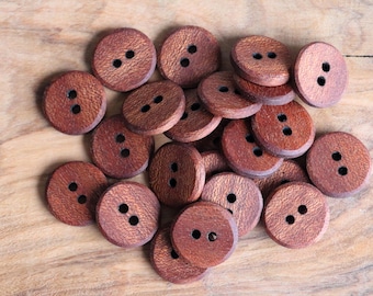 Mahogany Buttons: Handmade medium sized Garment Buttons (3/4 inch)