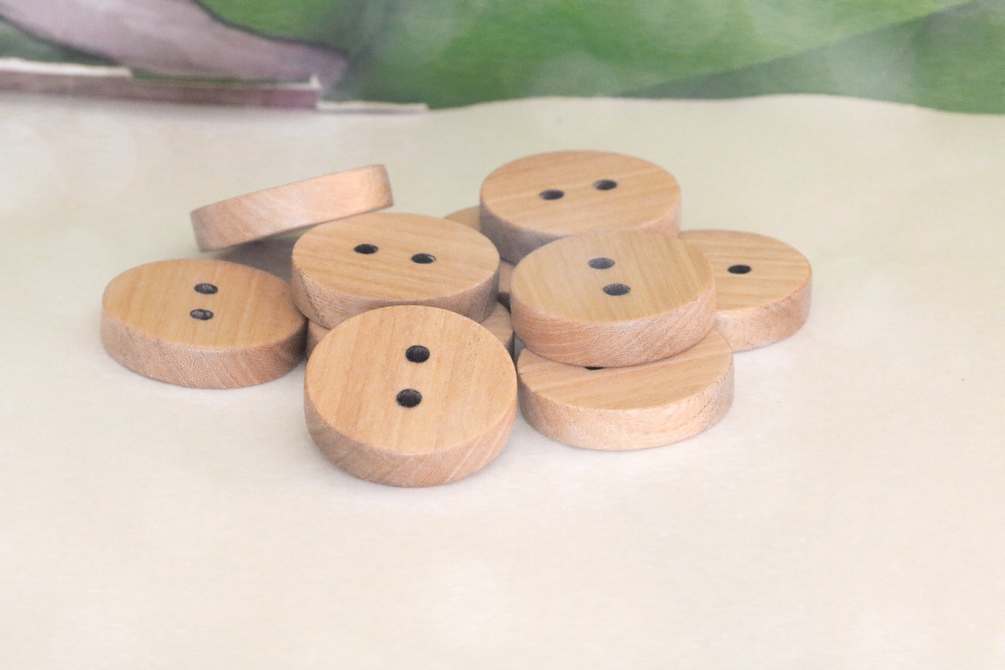 Large 1 Inch White Elm Buttons, Custom Wood Button, Custom Garment ...