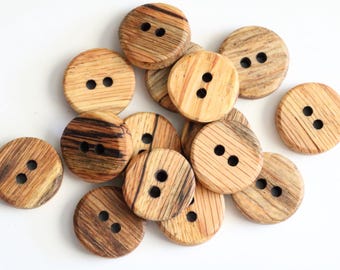 3/4 inch diameter spalted oak wooden button, Stubby button, custom wood button, custom garment button, oversized button, rustic craft button