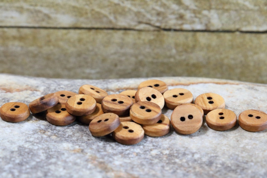 Tiny 9mm Olive Wood Shirt Buttons, Classic Exotic Hardwood Buttons ...