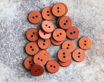 Handmade Wood Buttons: Small Exotic Hardwood Shirt Buttons (Set of 24)