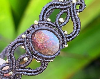 Hand Dug Queensland Boulder Opal Bracelet ~ Australian Opal ~ Hand Woven