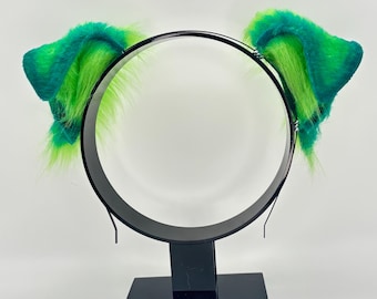 Neon Green and Blue Puppy Ears Cosplay Pet Play Realistic Ears Headband