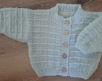 Handknitted baby cardigan - Size 0 - 3 months