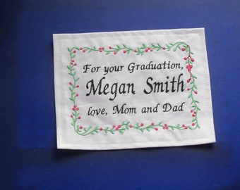 Custom personalized embroidered quilt label