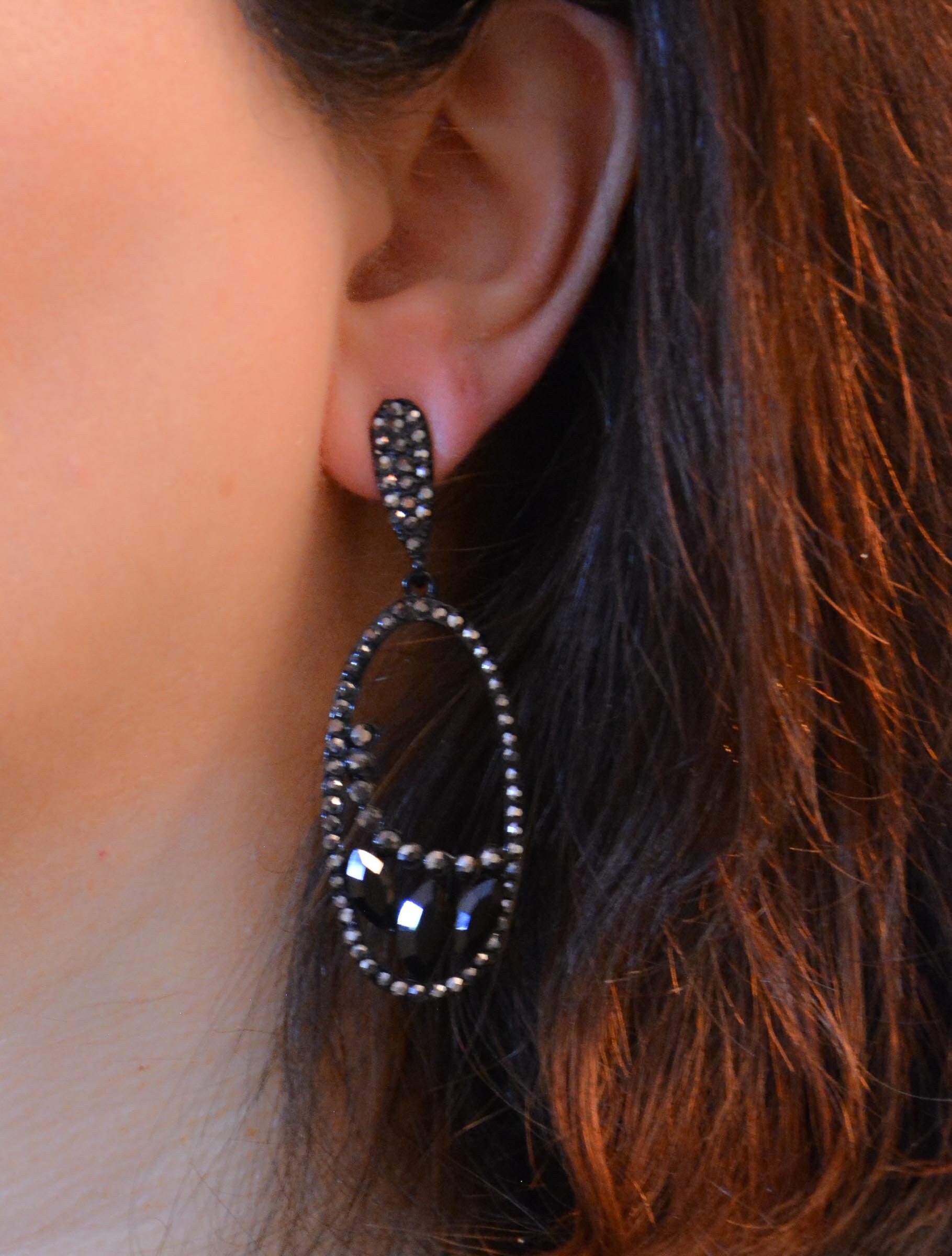 Statement Black Dangle Earrings Cz Zirconia Drop Earrings Etsy