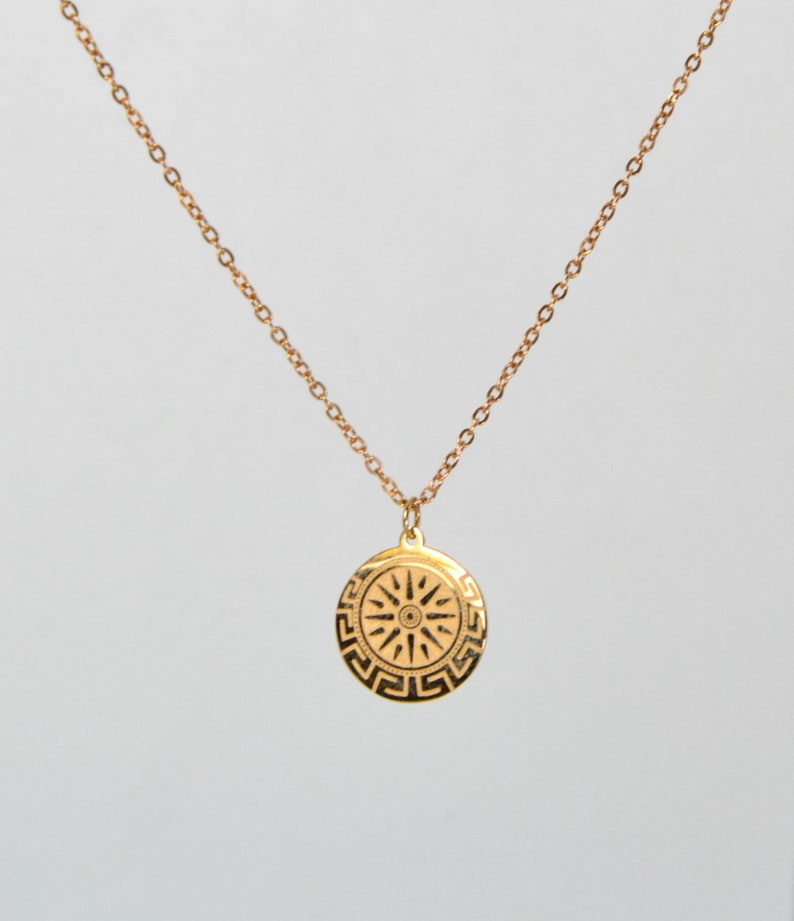 Tiny Ancient Sun Necklace Greek Macedonian Coin Dainty Greek Etsy