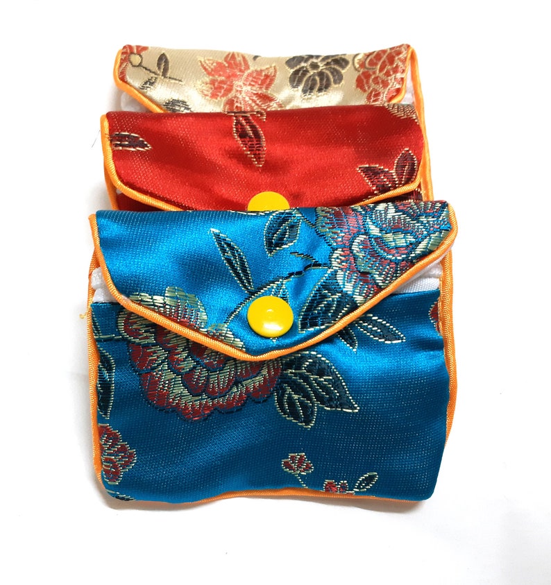 mix color zip gift bag patterns silk jewelry bag Satin gift pouch 8x6cm wedding favor pouch wholesale