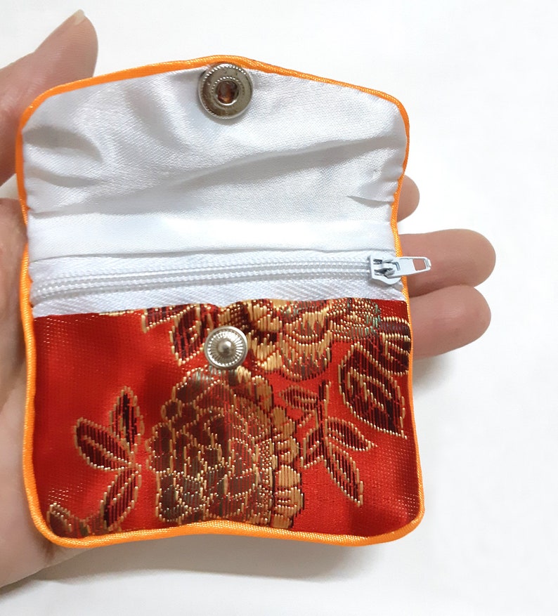 mix color zip gift bag patterns silk jewelry bag Satin gift pouch 8x6cm wedding favor pouch wholesale