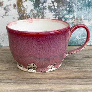 Hand Thrown Stoneware Cup | Colourful Glaze | Unique Pink Glaze | Hot Chocolate Mug | 400ml