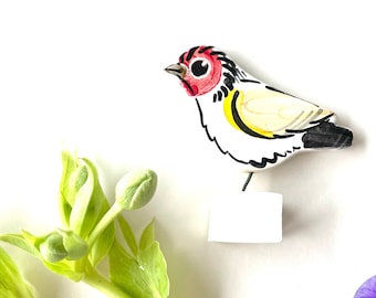 Goldfinch pottery ornament