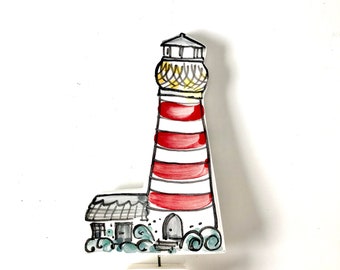 Lighthouse pottery ornament