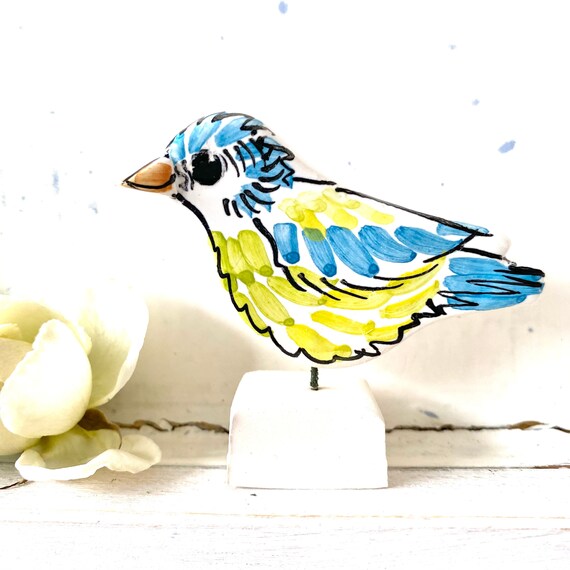 Bluetit pottery ornament