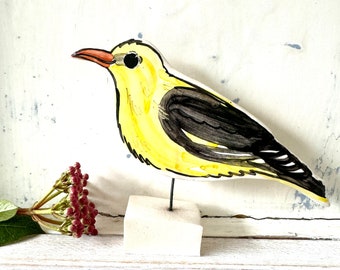 Golden Oriole bird pottery ornament