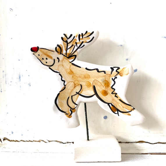 Reindeer pottery ornament / christmas ceramic gift