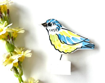 Bluetit pottery ornament