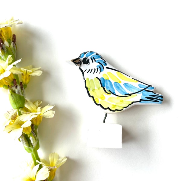 Bluetit pottery ornament