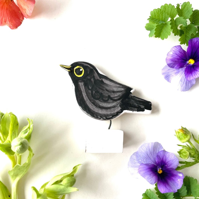 Blackbird pottery ornament image 1
