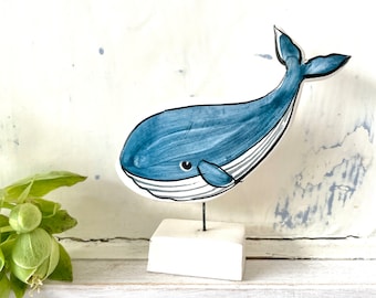 Whale pottery ornament