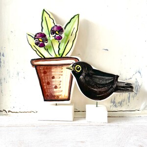 Blackbird pottery ornament image 4