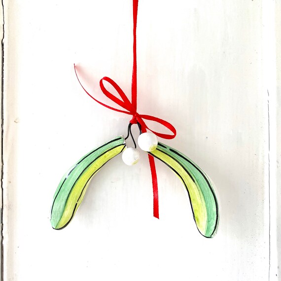 Mistletoe pottery ornament / home gift / hanging wreath christmas gift