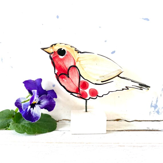 Robin sweetheart ornament / Personalised Valentine ceramic gift