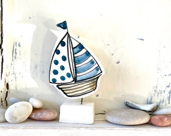 Ship pottery ornament