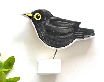 Blackbird pottery ornament