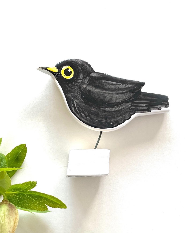 Blackbird pottery ornament image 1