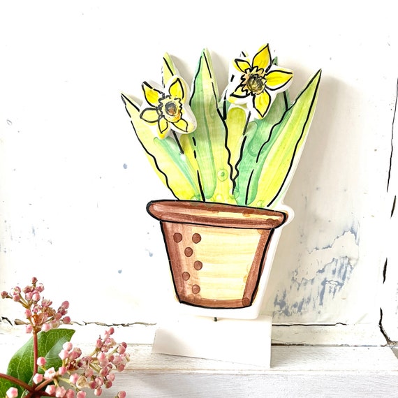 Daffodil Flowerpot pottery ornament