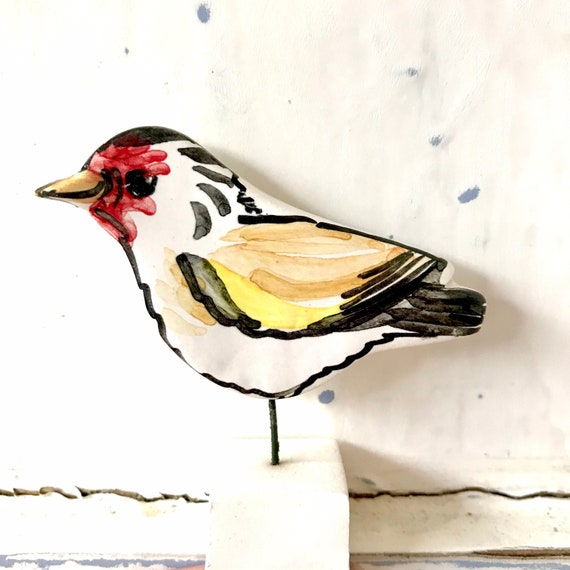 Goldfinch pottery ornament / bird home gift