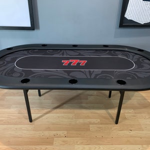 Tavolo da poker personalizzato per 10 persone, in tessuto impermeabile, in feltro morbido, con portabicchieri e gambe pieghevoli in metallo.