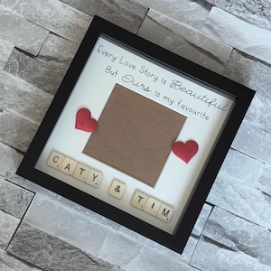Custom Love Story Frame with Names – Romantic Gift for Him or Her – Personalised Couple Photo Frame – Valentines,Anniversary or Wedding Gift