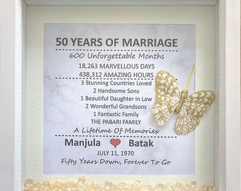 50 Year Anniversary, handmade, personalised, Golden year anniversary, gold year