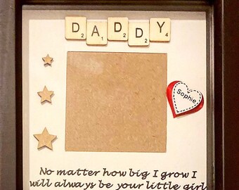 Cornice Portafoto In Legno Per Foto 10x15 Cm. Regalo Personalizzato Per Padre E Figlia Per Compleanno, Festa Del Papà O Natale. Decorazione Da Scrivania O Parete.