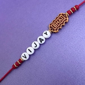 Personalised Bhai Rakhi Bracelet – Custom Name Rakhi for Brother – Red String Friendship Bracelet – Raksha Bandhan Gift – Bhai Rakhi - Name